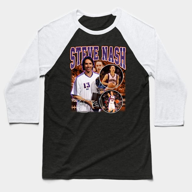 Steve Nash Basketball Legend Signature Vintage Graphic Retro Bootleg Style Baseball T-Shirt by Koch Sean